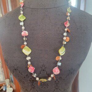 Colorful Shell & Pearl Beaded Necklace